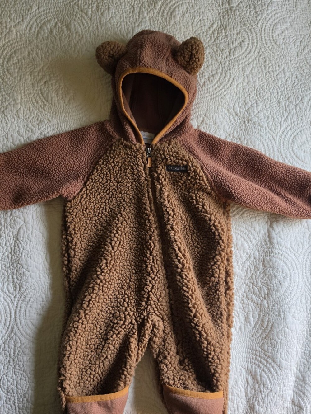 Columbia Infant Bunting Brown Fleece Snowsuit Onesie